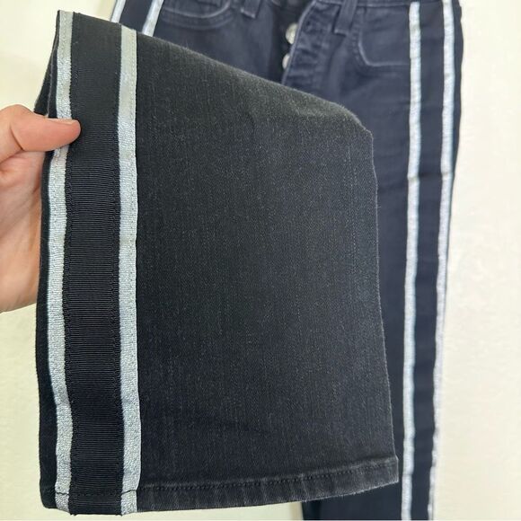 Veronica Beard Carolyn 10” Baby Boot Cropped Jeans Tux Stripes Size 24 in Raven - Picture 8 of 10